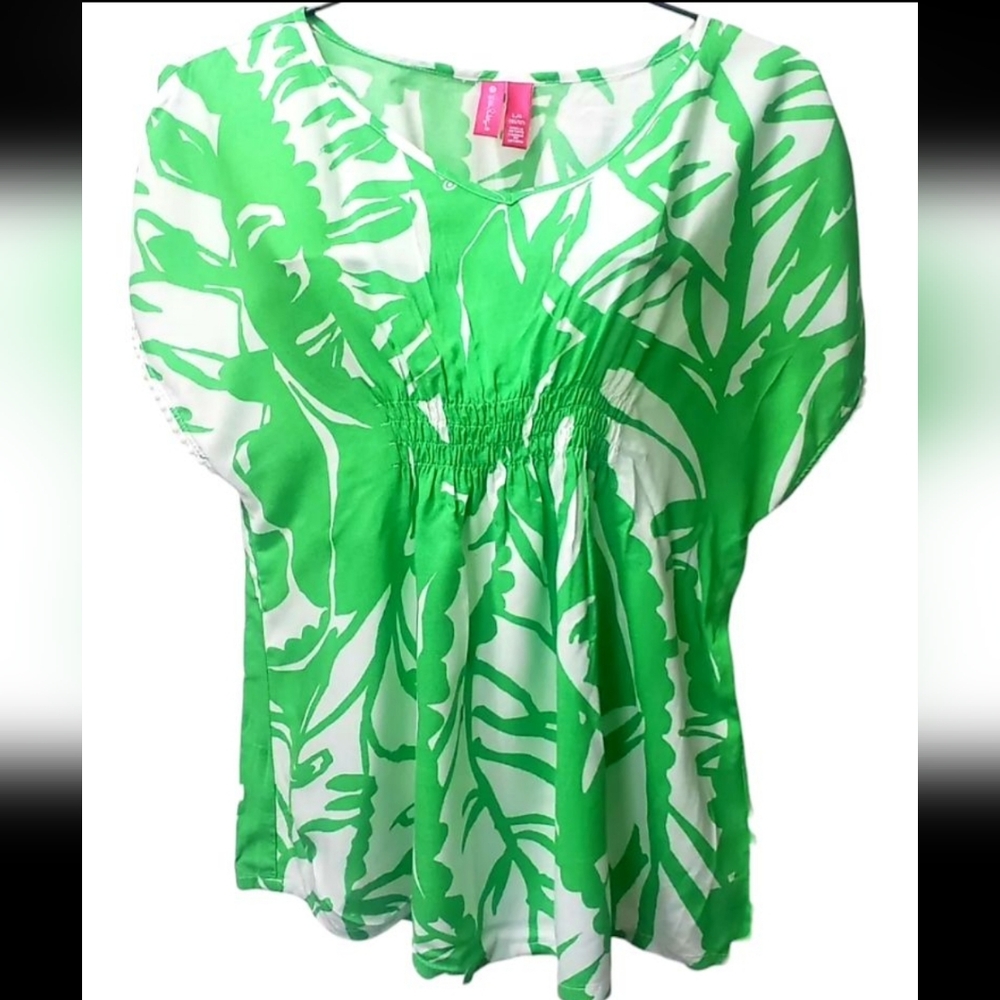Lilly Pulitzer For Target "Boom Boom" green Palm Leaf Swim Cover S(6/6X) girls